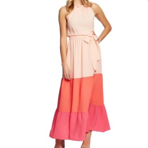 CeCe Dresses & Skirts - NWT! Women’s CeCe ruffled color block maxi dress Small